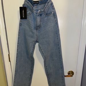 Split hem boyfriend fit flare jeans